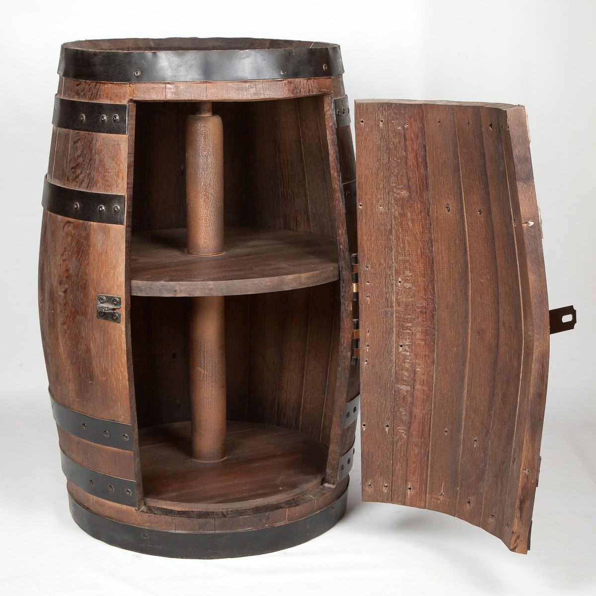 Whiskey barrels 53 gallon rotating shelves wine rack and lazy