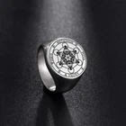 Archangel Metatron Angel of Life Seal Solomon Punk Ring for Men Stainless Steel