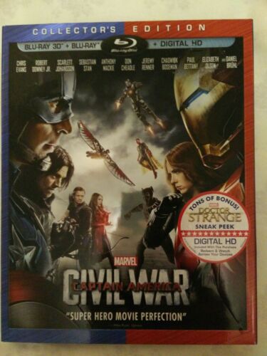 Captain America: Civil War (Disque Blu-ray, 2016, 3D comprend une housse) - Photo 1/5