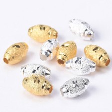 50Pcs 5x8mm 6x10mm Oval Gold/Silver Hollow Metal Loose Beads for Jewelry Making