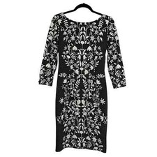 NWT Eliza J Black White Floral Jacquard Knit Sheath Dress Womens 4 