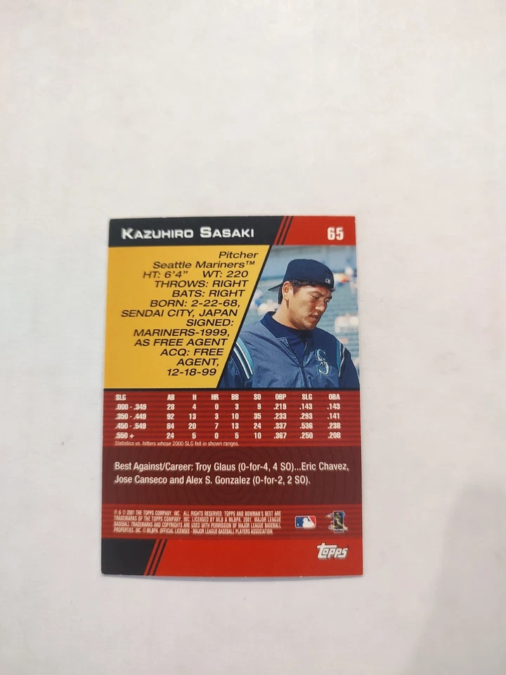 2001 Bowman's Best #65 Kazuhiro Sasaki (PWE) - Image 2 of 2
