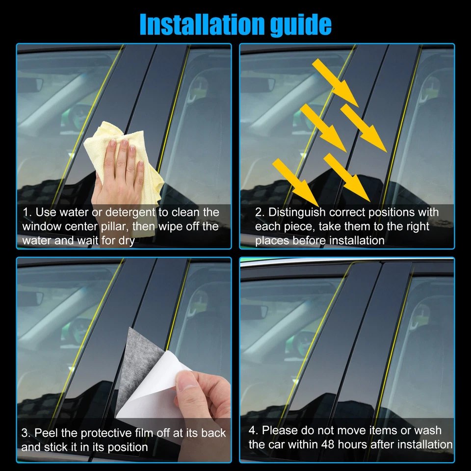 Postes de pilar de ventana moldura de puerta cubierta negra para Honda Civic Sedán 2006-11 Foto 2 de 4