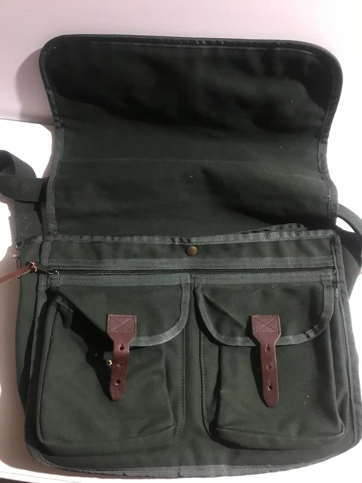 Винтажная сумка-мессенджер J.W. Холщовая ткань и кожа Hulme Canvas Back Dry Goods Co. - Изображение 3 из 4