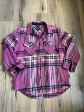 Only Flannel Shacket Size 38 Us 6 Pink Plaid Band Shirt Jacket Oversize Euc