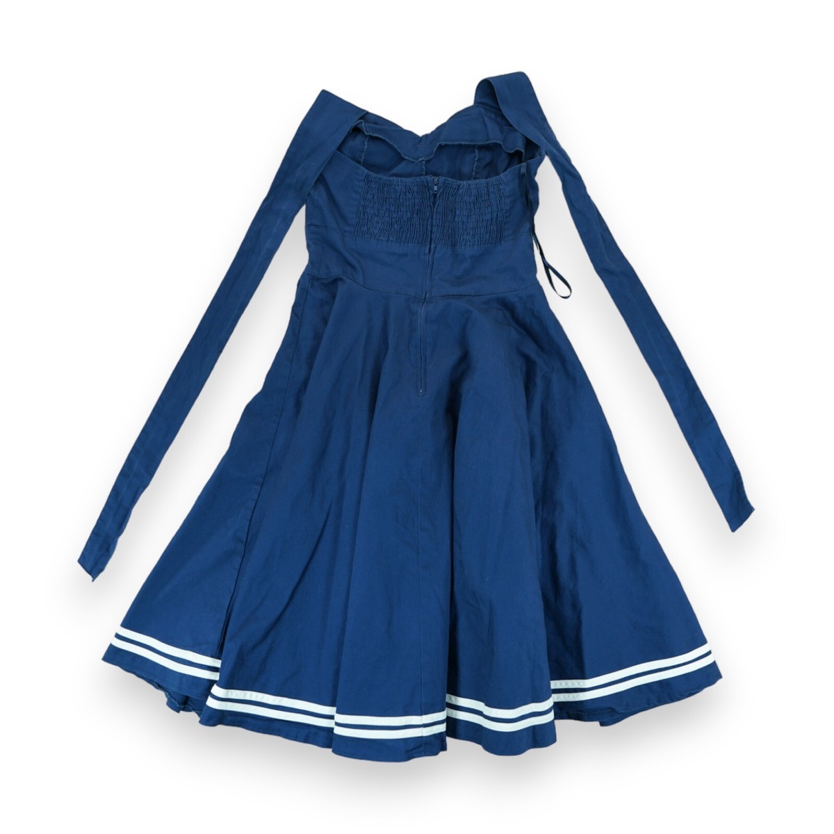 Hell Bunny Vixen Dress Women Small Blue Halter Skull Sailor