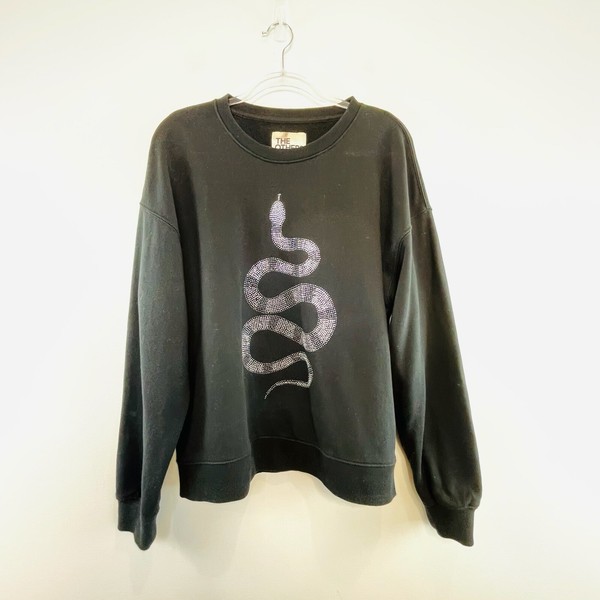 We Are The Others Size 4 12 L Black Organic Cotton Embellished Snake Sweatshirt