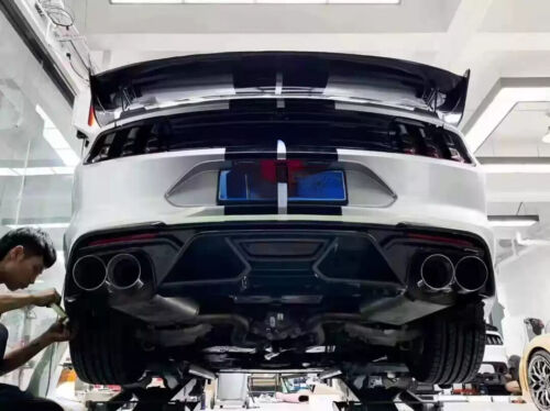 GT500 Style Black Rear Bumper Lip Quad Tips Diffuser For 18-22 Ford Mustang - Picture 2 of 17