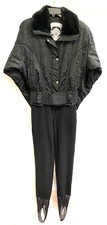 NILS SKIWEAR Black Jacquard Belted Faux Fur Trim Jumpsuit One-Piece Ski-Suit 12