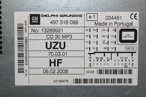 Autoradio Radio CD 30 MP3 13289921, 497316088 Opel Corsa D Bj.10 - Bild 6 von 6