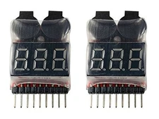 Apex RC Products 1-8 Cell Lipo Battery Voltage Checker +  Alarm - 2 Pack #1655 