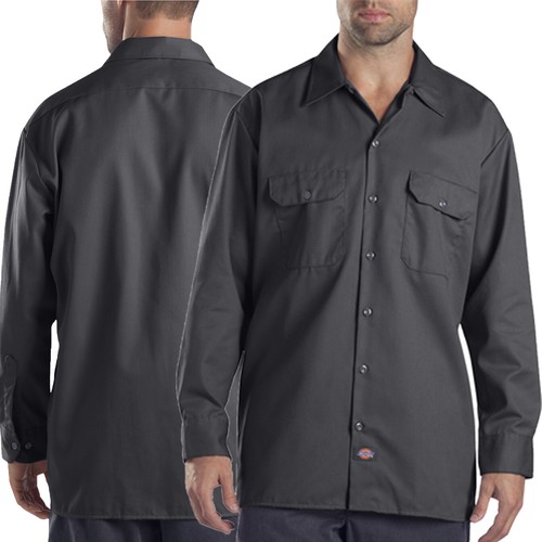 Men Shirts Dickies Long Sleeve Work 
