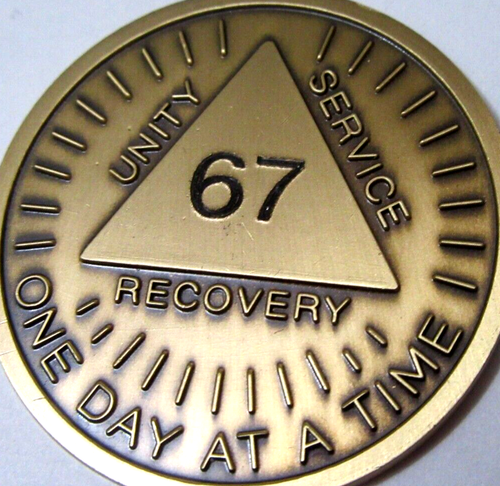 Alcoholics Anonymous AA 67 Year Sunshine Bronze Medallion Token Chip ...