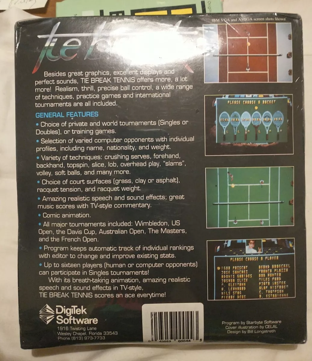 NEW Tie Break Digitek Software IBM 5.25 PC Computer Game Tennis