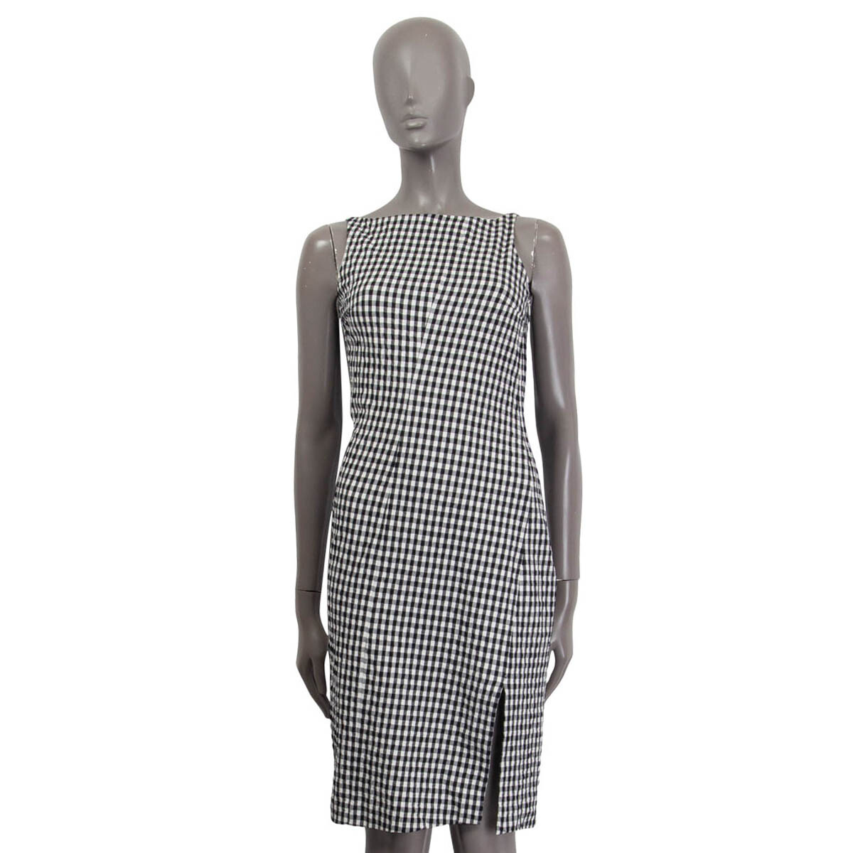 65390 auth ALTUZARRA black & white cotton GINGHAM HERISSA Sleveless Dress  36 XS