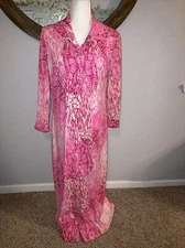 Vintage 1960’s David Crystal Print Long House Dress Lounge Groovy MOD UNION PINK