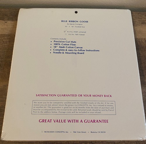 Concepts Needlecraft Kit 10x10 BLUE RIBBON GOOSE Mat Unframed NEW - Picture 2 of 2