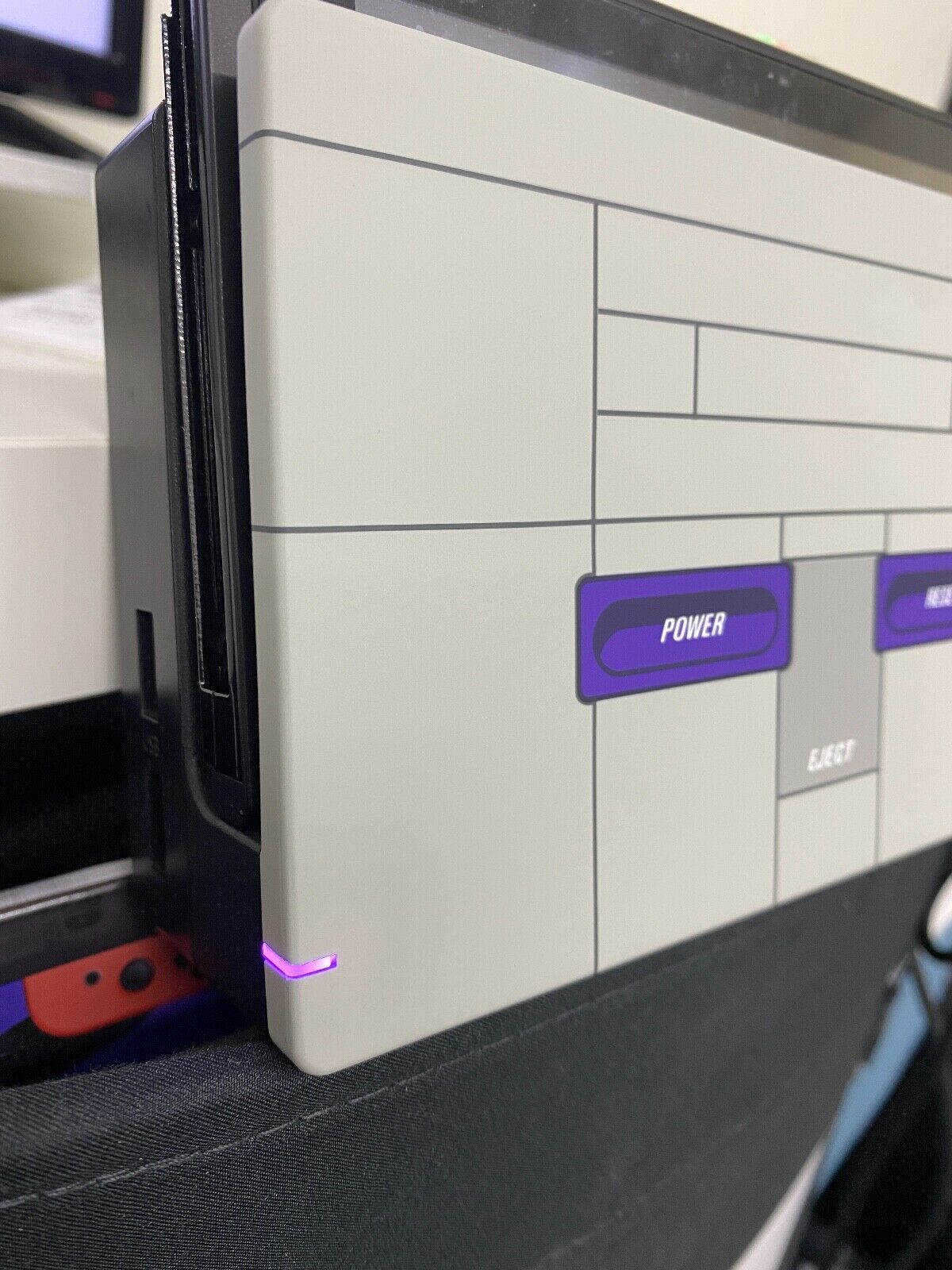 Customized SNES Style W/ Purple LED  Super Nintendo Switch Charging TV Dock ONLY Popularne super mile widziane