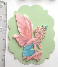 Garden Fairy Flower 3-Dimensional Card Front Scrapbook Embellishment 758