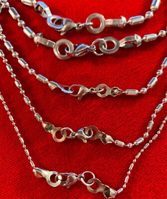 1.5-4.5MM 16-108'' STAINLESS STEEL SILVER BALL & OVAL BEAD CHAIN & LOBSTER CLASP