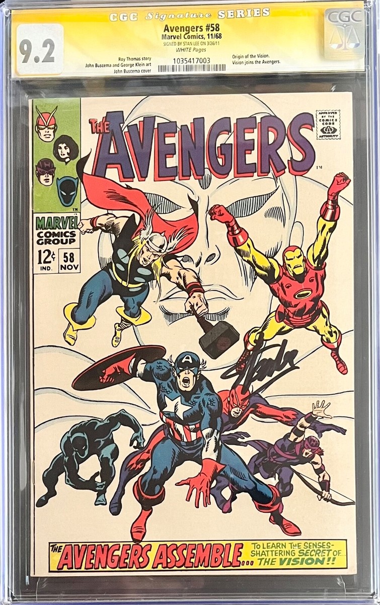 Rare Stan Lee signed 1968 The AVENGERS #58 Custom FRAMED CGC