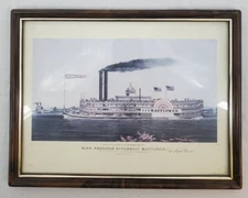 Mayflower ~ High Pressure Steamboat/Missippi River ~ Lithograph ~ M.Currie