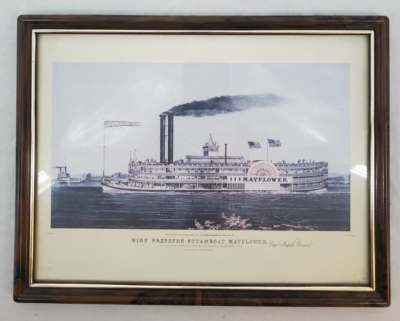 #ad #ad Mayflower High Pressure Steamboat Missippi River Lithograph M.Currie $18.37