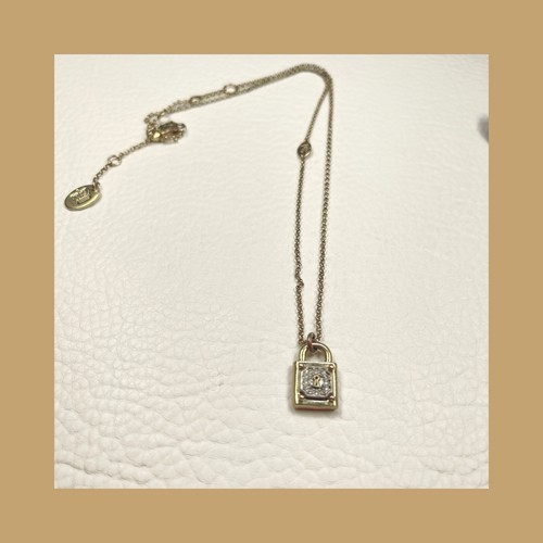 Juicy Couture Gold & Silver Tone W/Crystals Lock Pendant Gold Tone Necklace