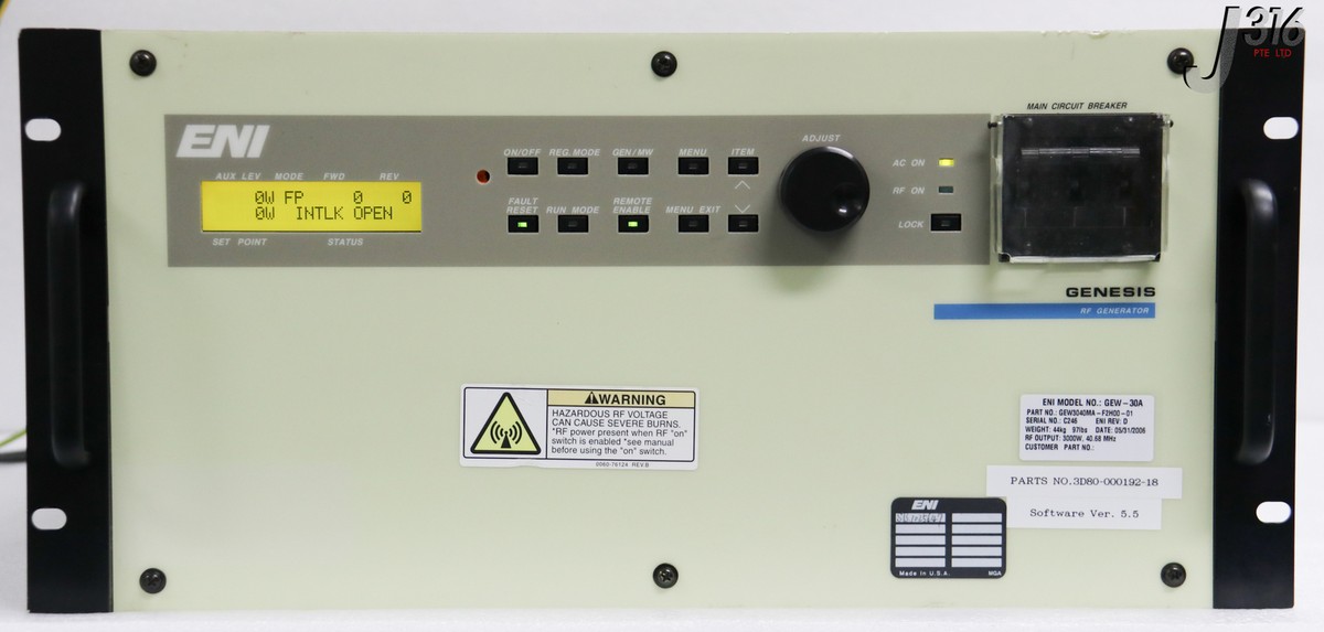 N！ 32457 ENI RF GENERATOR, GENESIS, 3000W, 40.58MHZ, GEW3040MA-F2H00
