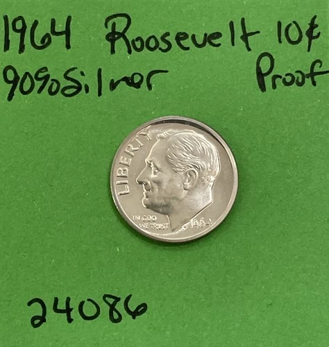 1964 Roosevelt Dime 10c Gem Proof 90% Silver See Pictures