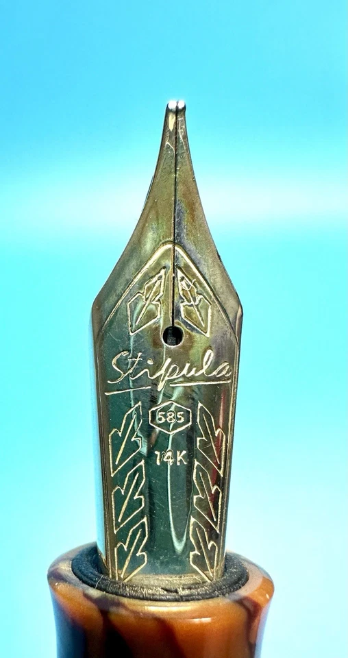 Pluma Estilográfica Pistón Stipula Alter Ego #57/88 Con Oro 14K Plumín Ancho Foto 4 de 4