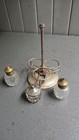 Vintage Glass & Metal Salt & Pepper Shakers w/ Lids and Stand, 3-Piece Set — photo 3