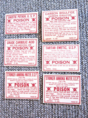 てるりん　ファーマシーラベル6種類各100枚600枚 Lot of 6 Vintage Pharmacy Poison Unused Bottle Labels | eBay