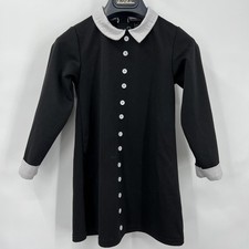 Girl's Gothic Wednesday Addams Black Dress Halloween Costume Child 5-6T