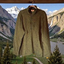 Woolrich Fleece Jacket Mens Size XXL Half Zip Pullover Green Heather