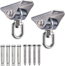 Silent Heavy Duty Swing Hangers - 2 Pack Stainless Steel 360  Swivel Hooks wi...