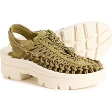 Keen Uneek PLT Sneakers Leather Women Sz 9 Martini Olive Back Strap Summer