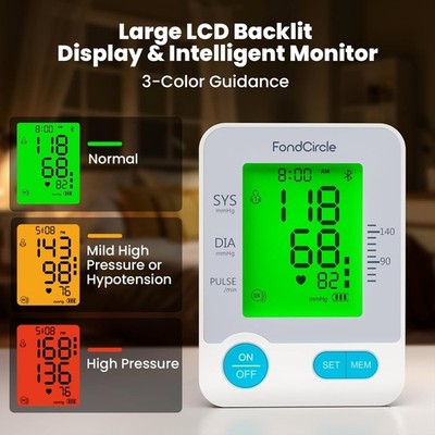 FondCircle Fast Bluetooth Blood Pressure Cuff Monitor BP Trend Tracking Home Use