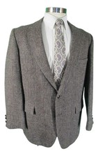 Harris Tweed Vintage Mens Taupe Barleycorn 2 Btn Wool Blazer 44R