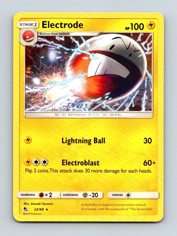 Electrode 22/68 Rare Hidden Fates Pokemon Near Mint
