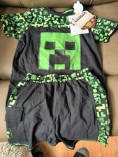 Boys Minecraft Rash Guard Set Shorts Shirt Creeper Sz 6 NWT