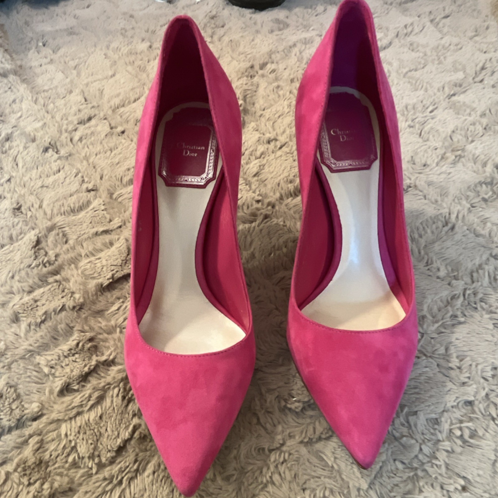 Christian Dior Suede Kitten Heel Pointed Toe Pink Pump Women's EU 36