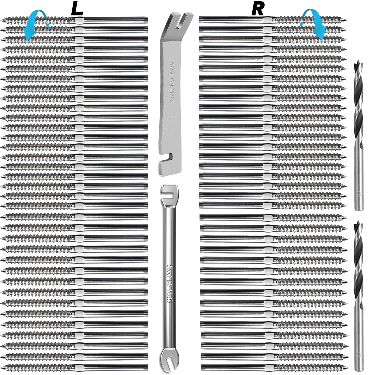 70 Pack T316 Stainless Steel Right&Left Handed Thread Swage Lag Screws for Wo...