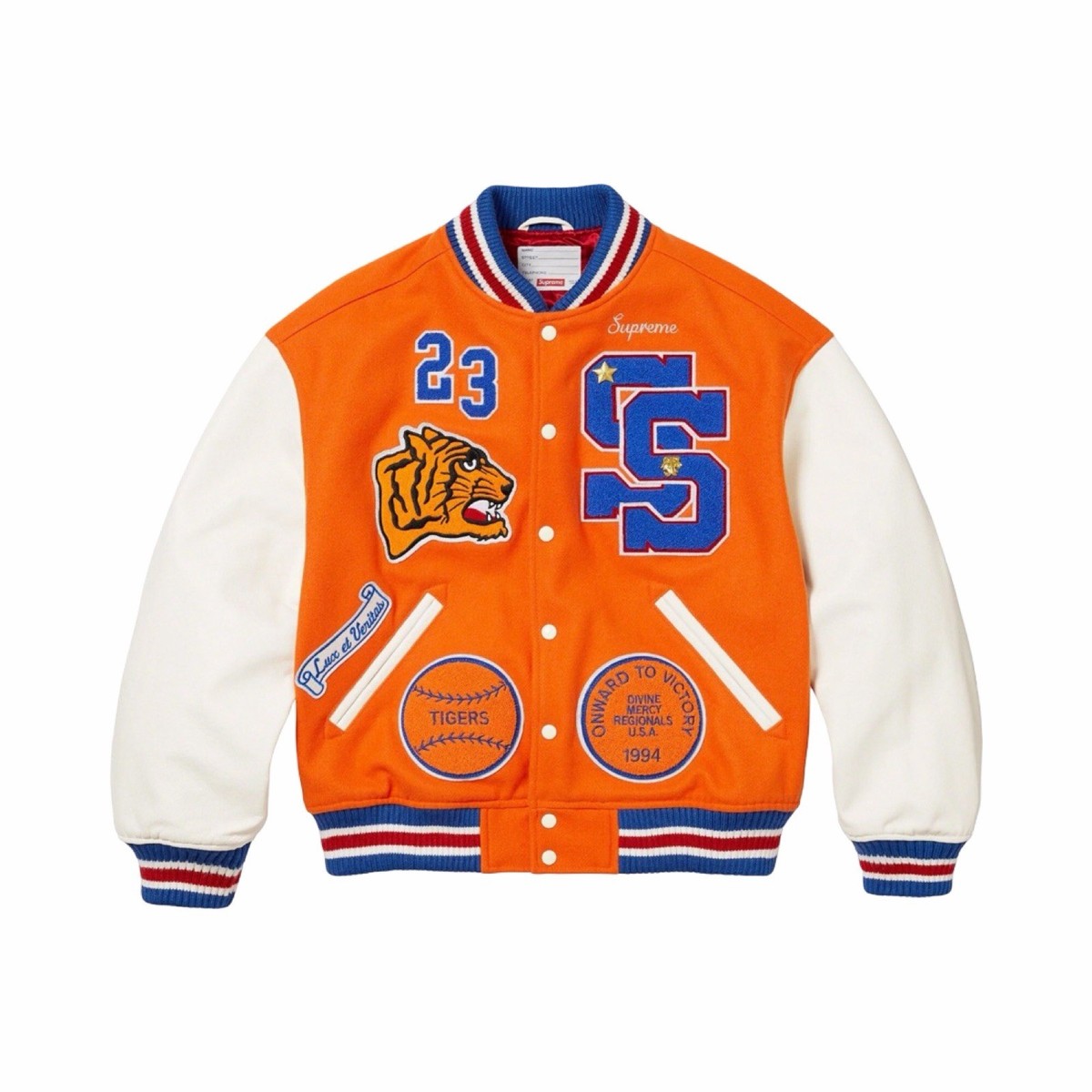 Supreme スタジャン オレンジ Lサイズ SUPREME TIGER VARSITY JACKET ORANGE SIZE Large FW23 WEEK 1 New | eBay