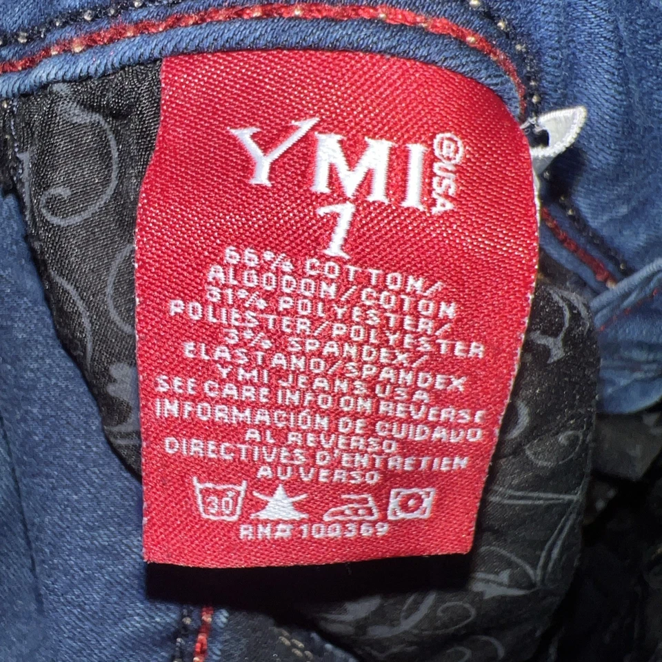 YMI Wanna Betta Butt? Pantalones de mezclilla azules ajustados de tiro bajo talla 1 para mujer Foto 3 de 4