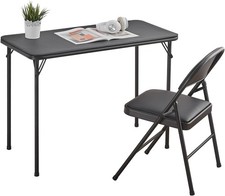 BOOSDEN Foldable Table and Chair Set, Folding Card Table and Chairs, Folding Tab