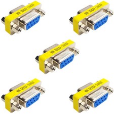5 PCS RS232 Gender Changer Female To Female DB9 9-Pin Serial Adapter Plug