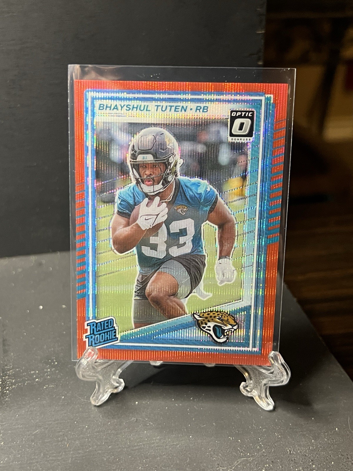 2025 Panini Donruss Rated Rookie Bhayshul Tuten #333 Optic Preview Red Wave