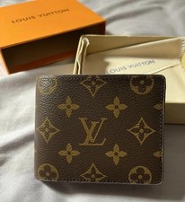 Louis Vuitton Monogram Bifold Wallet Authentic Vintage Leather Brown