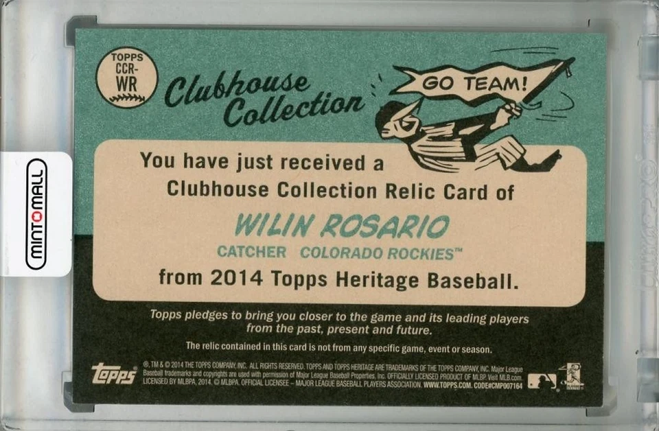 2014 Topps Heritage Colorado Rockies Wilin Rosario Clubhouse Collection Relic - Image 2 of 2